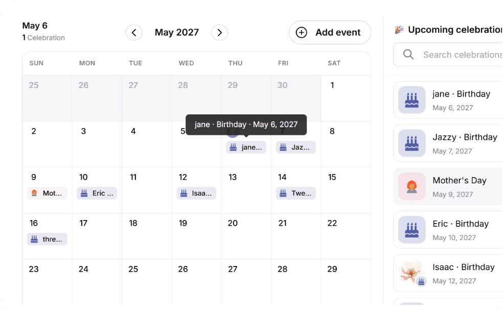 WishFlo Calendar
